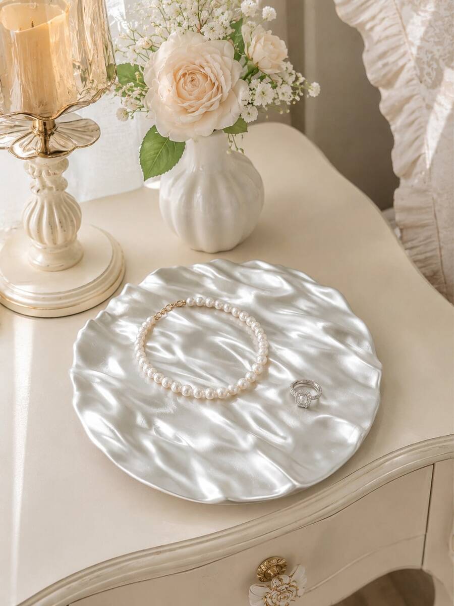 1 buah Baki Perhiasan Bergelombang Putih Mutiara, Wadah Penyimpanan Perhiasan Berbentuk Gelombang, Cocok untuk Cincin, Kalung, Anting, Meja Rias Kamar Tidur, Dekorasi Elegan, Pajangan Perhiasan, Dekorasi Ruangan, Penyimpanan Perhiasan, Rak Perhiasan, Baki Perhiasan, Stand Pajangan, Hadiah - MultiWarna - View 1