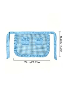 Plaid Ruffle Waist Apron With Bow Pocket, Vintage Checkered Women's Waist Apron, Multifunctional Mesh Maid Style Ruffle Cooking Apron, Suitable For Holiday Party Dress-Up And Christmas - Multicolor - View 11