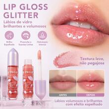 B.TWO.B Gloss Labial Brilho Glitter Hidratante com Essência de Arroz Lip Gloss Brilho Intenso Efeito Glossy Lábios Luminosos Não Pegajoso Textura Leve Confortável Longa Duração Vegano Efeito Volume Natural Brilho Deslumbrante para Uso Diário e Maquiagem - B06 FRAMBOESA BRILHANTE - Visão 5