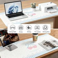 Leather Desk Pad Protective Mat Full Screen Polka Dot Star Musical Note Raindrop Japanese Anime Angel Y2K Cute Mouse Pad Office Desk Mat Waterproof Non-Slip PU Desktop Pad - View 4