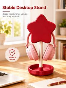 Cute Star Headphone Stand, Japanese Style Cute Headphone Holder With Storage Tray, Aesthetic Desktop Headphone Rack Storage, Stable Base Gaming Headphone Stand, Women Girls Gamer Desktop Decor Accessory, Birthday Christmas Gift, 5 Colors Available - View 8
