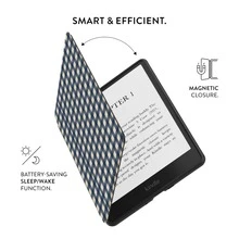 GIIPPA 1 pieza Funda Kindle a cuadros azul marino y beige con correa ajustable para la mano, función de activación y suspensión automática, cubierta de cuero PU compatible con Kindle Paperwhite 5/6/7/10/11/12 Gen, Kindle Colorsoft 1st Gen, Basic Kindle 8/10/11 Gen All Kids & Signature Editions, regalo perfecto de Navidad, San Valentín, Acción de Gracias, Halloween y cumpleaños para amantes de los libros, niñas, estética tradicional asiática retro minimalista - Multicolor - Ver 4