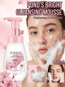 Pond's Ponds 亮白潔面慕斯，氨基酸配方，溫和清潔，提亮膚色，微米級泡沫，米萃取精華，潔淨美白，改善肌膚紋理，溫和去除污垢，雙酵母發酵，深層淨化，舒緩肌膚，強化肌膚屏障 - 櫻花粉 - 查看 1