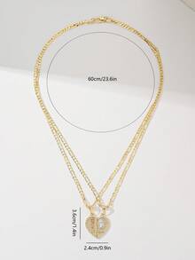 Heart Puzzle Necklace Niche Two-Piece Heart Pendant Layered Couple Luxury High-End Clavicle Chain - Yellow Gold - View 10