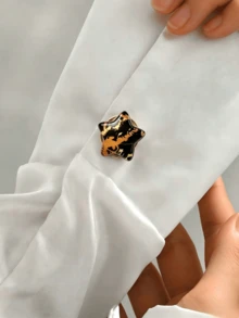 Vintage Marble Heart & Star Clip On Cuff Button Covers, Decorative Clothing Accessories, Ideal For Daily Shirts, Wedding Gown And Formal Banquet - Multicolor - View 3