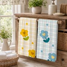 2/4/6pcs Set, Dish Towel, Vintage Floral Pattern Printed Towel, Microfiber Absorbent Cloth, Cooking And Baking Tea Towel, Dish Cloth, Cleaning Towel, Hand Towel, Tea Towel, Super Soft And Highly Absorbent, Kitchen Decor, Kitchen Accessories, Daily Necessities, Life Essentials. - Multicolor - View 4