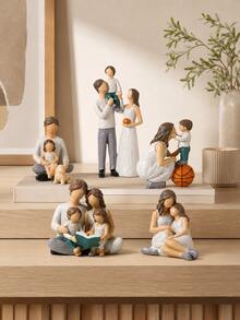 Estatua decorativa de familia, decoración del hogar, esculturas de resina minimalistas modernas, pareja sentada leyendo, escultura de padre e hijo, adorno de acento para estantería, regalo para inauguración de casa, sala de estar, dormitorio, escritorio, pieza de arte de decoración del hogar estética - 1PC - Ver 9