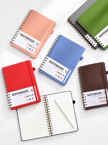 Cuaderno de espiral con líneas para mujeres & hombres, cuaderno para trabajo, toma de notas y suministros de oficina y escuela, A5, cuaderno con encuadernación de doble alambre perfecto para suministros de oficina & hogar y escuela - multicolor - Ver 1