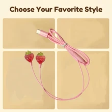 1 Headset Berkabel Pink Baru dengan 2 Pilihan Warna, Sepenuhnya Kompatibel dengan Tipe C, Headset Berkabel Kristal Stroberi Perhiasan Lucu DIY In-Ear, Dengan Fungsi Pengaturan Volume, Mikrofon Terintegrasi, Headset Ponsel Panggilan Definisi Tinggi - View 8