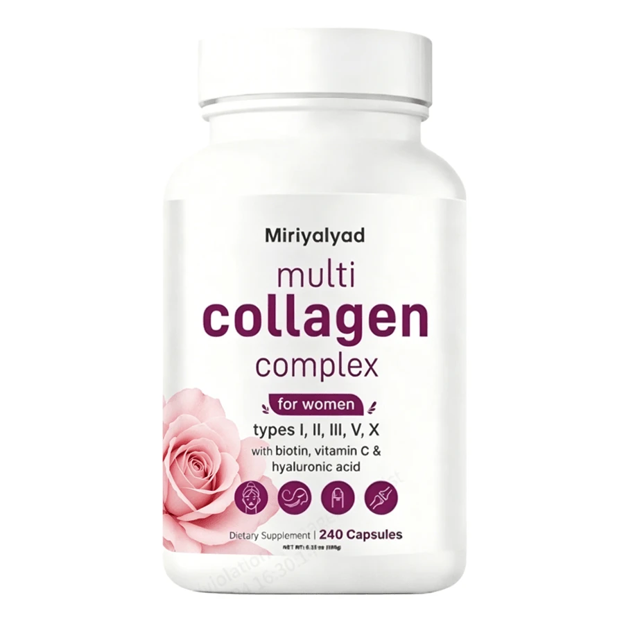 Miriyalyad Multi Collagen Pills For Women & Men, 240 Capsules | Type I, II, III, V, X - Hydrolyzed Collagen Peptides With Biotin, Hyaluronic Acid & Vitamin C | Hair, Skin, Nail & Joint Support - 1件 - 查看 1