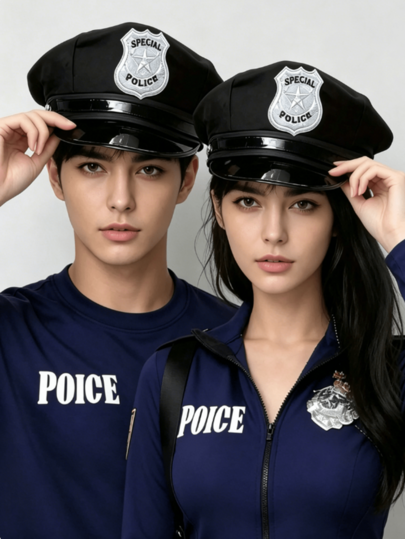1pc Unisex Police Hat, Halloween Cosplay Hat, Women's Halloween Costume, Role Play Outfit, Formal And Elegant Women's Attire, Police Role Play, Carnival Costume, Military And Police Cosplay Hat, Suitable For Holiday Party Occasions, Can Be Paired With Sexy Uniforms And Erotic Costumes