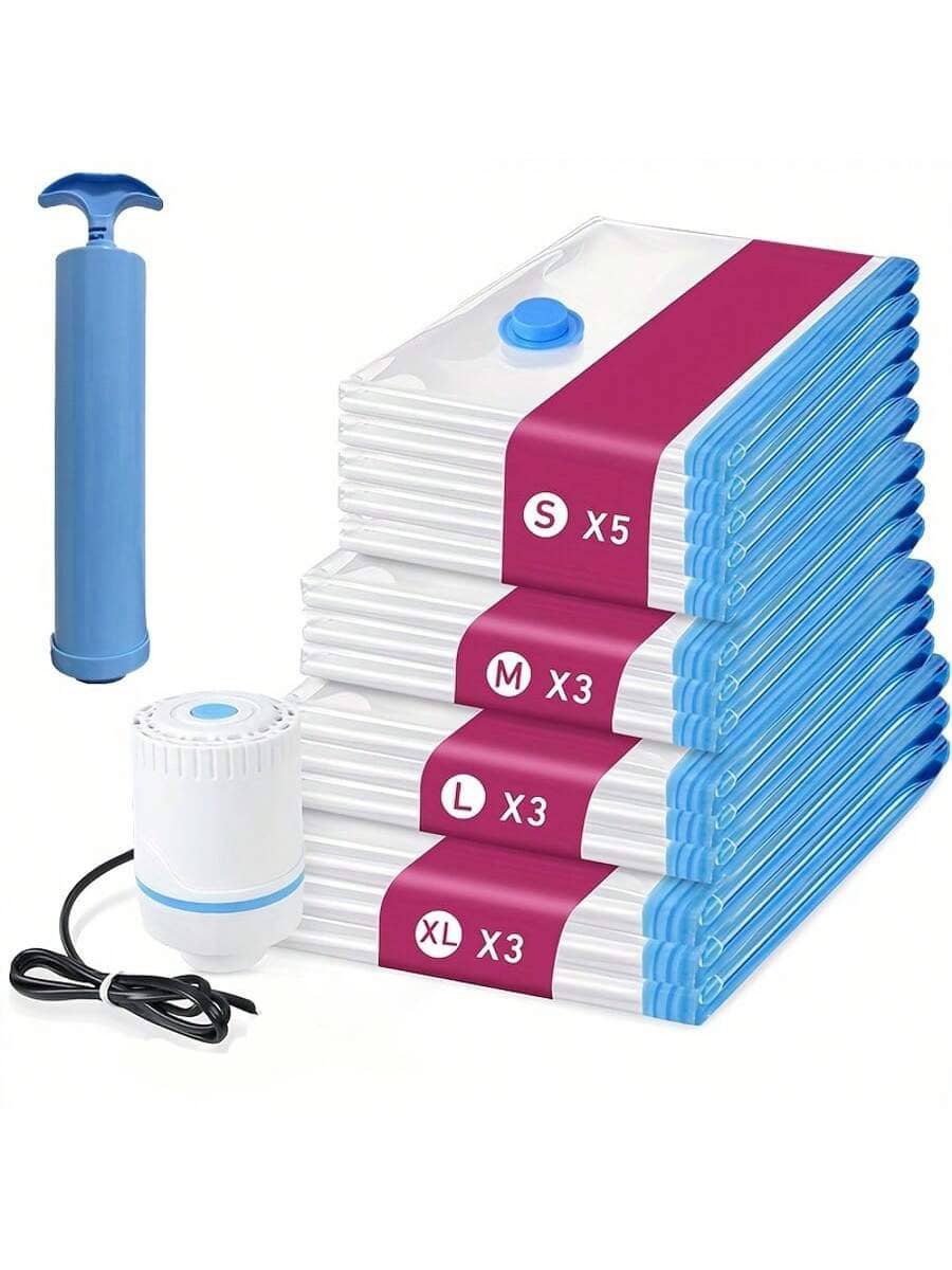 10/7/6/5/1 pieza Bolsas de almacenamiento portátiles para viajes, bolsas de compresión de gran capacidad, bolsas de compresión al vacío reutilizables, cubos de almacenamiento plegables, bolsas de equipaje estampadas, cubos de embalaje a prueba de polvo, bolsas misceláneas a prueba de humedad, adecuadas para ropa, ropa de cama, camisas, dormitorio, armario, baño, equipo para exteriores, organización del hogar, regreso a la escuela, viajes y artículos esenciales para vacaciones
