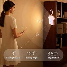 Clothing-Shaped Night Light, Soft Warm Light, 360° Rotating Hook, PIR Motion Sensor, Human Body Motion Sensor, LED Night Light, Bedroom, Hallway, Bathroom, Living Room, Wardrobe, Cabinet Decorative Ambient Lighting, Compact Design, Easy Installation, Portable, Wall-Mounted / Cabinet-Mounted Dual Use - Clothing - View 4