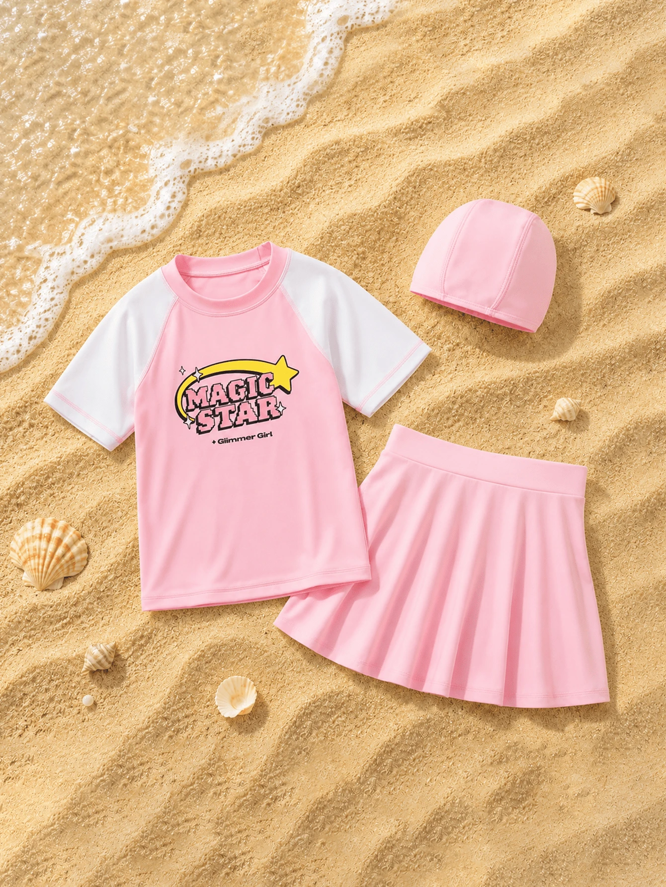 Balabala 2026 Tween Girl 2 Pieces Swimwear Set With UV Protection, Made Of Soft Anti-Chlorine Fabric, Lightweight And Comfortable Pool Dress - Pink - View 1