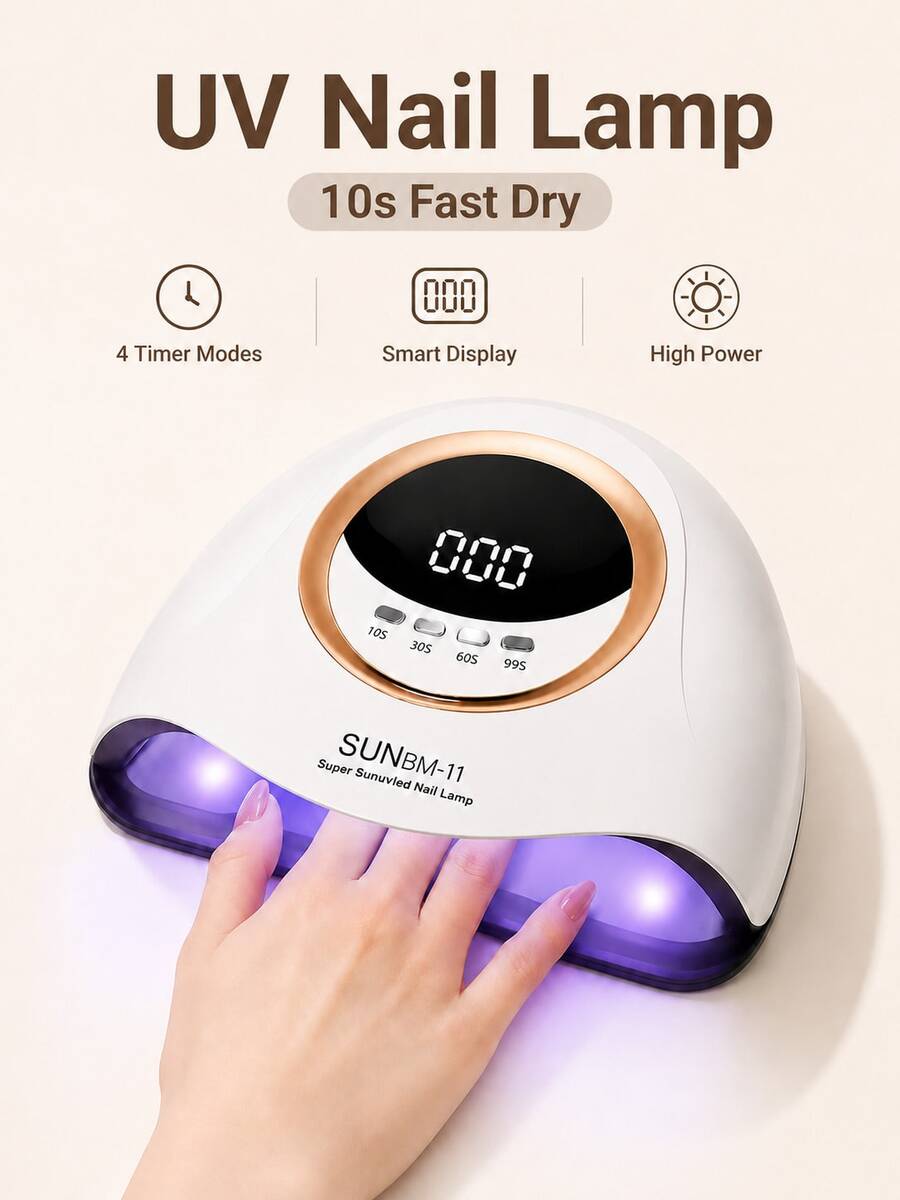 LEVIATECH High Power UV LED Nail Lamp - 45 LED Beads, 4 Timer Modes! Auto Sensor, LCD Display. Fast Gel Dryer, Detachable Base, Suitable For Hands And Feet, Perfect For Home And Salon Use - Gold - View 1
