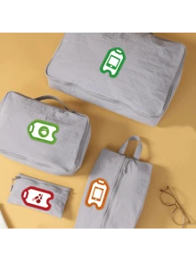 Wasserdichte selbstklebende PVC-Gepäck-Klassifizierungsaufkleber, 6 Stile, Reiseorganisationsetiketten, reißfest, lichtecht, geeignet für Aufbewahrungsboxen, Rucksäcke, Medikamentenschachteln, Toilettenartikel und Elektronikgeräte-Aufbewahrungstaschen, Reisekoffer-Klassifizierungsmarkierungsaufkleber, geeignet für Urlaub, Camping, Geschäftsreisen, Schlafzimmerdekoration, Schulanfang - Übersicht 5