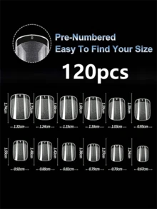 120pcs Short Almond Shaped Pre-Shaped Acrylic Nail Tips, Semi-Matte Full Coverage Square Clear Gel Press-On False Nails, For Nail Extension, Home DIY Manicure - Multicolor - View 10