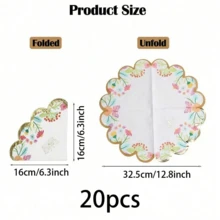 20/40/60 Pcs Spring Floral Butterfly Gold Embossed Napkins With Scalloped Edges Disposable Elegant Cocktail Napkins For Birthday Spring Tea Party Decor Wedding Decor - Multicolor - View 7