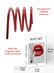 1 pieza Estantería de almacenamiento para el hogar de artista moderno grande, estantería de libros colorida de dopamina, estilo minimalista, estantería giratoria de hierro, diseño creativo personalizado, soporte de libros de escritorio, estantería de almacenamiento, estantería de libros de hierro de estilo minimalista colorida de dopamina, estantería giratoria personalizada, soporte de libros, estantería de almacenamiento, revista de escritorio (Modelo de adorno de revista de escritorio disponible para compra) - Multicolor - Ver 11