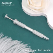 一套升级版14G/16G/18G/20G不锈钢穿刺工具套装 - 无螺纹锥形钳和球头夹，平底耳环穿刺器，适用于耳、鼻、肚脐、唇、眉等部位，专业DIY珠宝更换套装 - 銀色-升級版 - 查看 8
