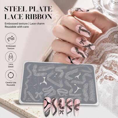 Plat Stempel Seni Kuku Pita Renda Manis & Keren, Templat Transfer Pita Berongga Melengkung untuk French Border, Pola Patchwork Pita Panjang & Pendek Bergelombang, Ukiran Tajam Mengembalikan Tekstur Jaring Transparan Ringan, Tahan Korosi Stainless Steel untuk Penggunaan Jangka Panjang Berulang, Satu Plat Mencakup Berbagai Gaya Pita & Busur Renda, Ciptakan Seni Kuku Renda Manis & Keren dengan Cepat, Seni Kuku DIY di Rumah Menghemat Waktu Melukis dengan Tangan Secara Signifikan, Alat untuk Mempercepat Salon Kuku & Menarik Pelanggan, Tekstur Jaring Halus Cocok untuk Kuku yang Dapat Dipakai Sehari-hari, Kencan, dan Perjalanan