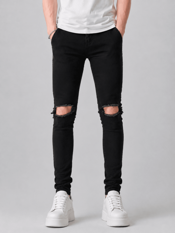 Men's Distressed Slim Fit Denim Jeans, Grunge
