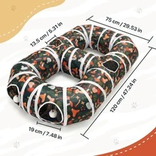 Indoor Entertainment Cat Tunnel, Tear-Resistant Cat Play Tube With Interactive Ball, Foldable Pet Tube For Cats, Puppies, Rabbits Outdoor Exercise (8-Shaped, S-Shaped) - Multicolor - View 10