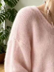 Women's Plus Size Semi-Sheer Loose Casual Sweater Pink - Pink - View 1