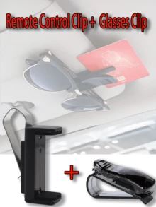 Set Organizer Pelindung Matahari Mobil, Klip Kacamata Pelindung Matahari Mobil, Klip Tiket, Klip Kacamata, Bahan ABS Tahan Lama, Cocok Untuk Semua Mobil - A - View 4