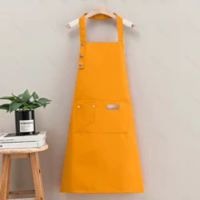 1pc Solid Color Adjustable Length Halter Apron, Minimalist Convenient Uniform, Wool-Like Fabric, 2 Large Capacity Pockets, Suitable For Restaurant Waiter, Coffee Shop, Milk Tea Shop, Art Studio, Multi-Industry Workwear, All Seasons - Multicolor - View 4