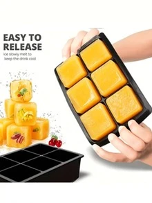 Large Square Ice Cube Tray, Large Ice Cube Mold Box, Silicone Square Ice Cube Mold, DIY Bar Ice Cube Maker (Black), Whiskey Ice Cube Mold, Ice Cubes, Silicone Mold, Ice Cube Mold, Halloween, Kitchen Accessories, Kitchen Refrigerator - Multicolor - View 4