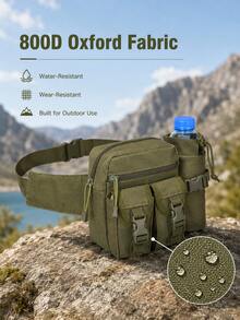 Multifunktionale Hüfttasche, taktische Bauchtasche mit Wasserflaschenhalter, Mehrfach-Taschen Hüftgürtel-Tasche für Männer und Frauen, verstellbare Outdoor-Hüfttasche, Crossbody-Brusttasche, Handy-Tasche für Wandern, Camping, Radfahren, Motorrad, Reisen - A - Übersicht 7