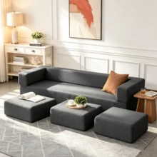 Modern Upholstered 4-Piece Modular Sofa Set For Living Room - Grey - View 1