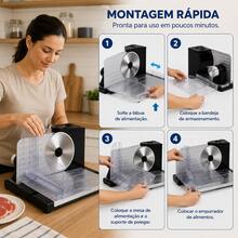 Máquina de Fatiar e Cortar Frios Elétrica Compacta para Carnes e Queijos - Entrada do Brasil (220V) - Visão 6