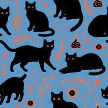 1 Rollo de Papel Tapiz Autoadhesivo de Gato Azul y Negro - Despegable y Adhesivo, Papel Contacto Removible, 17.32 Pulgadas de Ancho. Adecuado para Sala de Estar, Dormitorio, Gabinete y Renovación de Estantería, Pegatina Decorativa de Pared Estética DIY - Gato azul - Ver 14