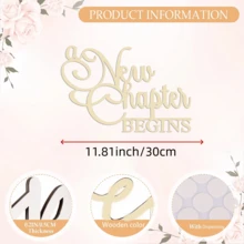 "A New Chapter Begins" Sticker Suitable For Background Decoration, Rustic Wedding Wall Decor, Engagement, Birthday, Anniversary Party Seating Arrangement: Home & Kitchen - 1PC - View 4