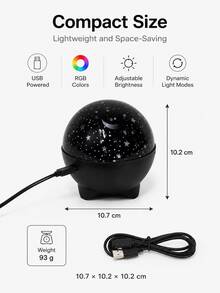 1pc [LED Night Light] Star & Moon Pattern Projection Lamp, Colorful Starry Sky Atmosphere Room Decor Light | Suitable For Dorm, Bedroom, Living Room, Nighttime Setup | USB Powered - Multicolor - View 4