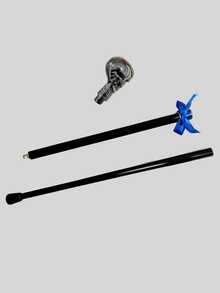 1pc Dual-Color Halloween Gothic Skull-Shaped Creative Metal Wizard Long Magic Wand, Detachable Skull Pattern Fashion Walking Cane, Mediterranean Ramadan Ramadan Arabic Festival Prop, Casual Vintage Scepter, Cosplay Game Prop, Magician Performance Wand, Elegant High-End British Men's Gift, Suitable For Daily Use, Creative School Performance - Multicolor - View 7