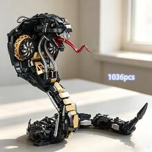 1036pcs Movable Joint Robot Snake Building Block Set, Flexible Poseable Mechanical Snake Model, High Difficulty Creative Collectible Building Toy, Ideal Gift For Teens And Adults 14+ - Multicolor - View 6