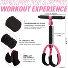 Upgraded Resistance Band With Handles, Handles Available In 29cm/11.4in And 23cm/9.05in, Soft Foam Fabric Foot Pedal, Seated Exercise Equipment For Abdomen, Waist, Arms, Core/Abs And Legs - Multicolor - View 5