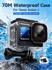 70M 防水潛水殼適用於 Osmo Action 6，透明潛水保護殼，防霧設計，HD 鏡頭，含安裝底座，不含相機 - 查看 2