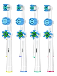 12pcs Black/White 1cm Diameter Electric Toothbrush Replacement Heads For Deep Cleaning, Compatible With Pro 1000/9600/5000/3000/8000/Genius And Smart Electric Toothbrushes - 查看 11
