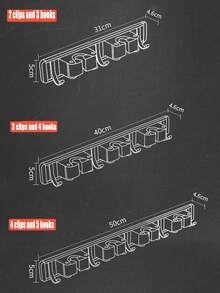 1pc 4-Clip 5-Hook Aluminum Wall-Mounted Bathroom Mop Holder, Broom Rack, Storage Rack, No-Drill Mop Holder, Suitable For Bathroom And Balcony - Multicolor - View 8