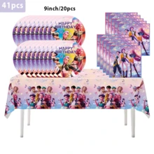 41pcs K-POP Girl Group Theme Party Set, Suitable For 10 People, Disposable Birthday Party Tableware, Including Plates, Cups And Napkins. Holiday Decoration Supplies, Suitable For Camping, Picnic, Backyard BBQ And Party Decoration, Also Ideal Decoration For Halloween, Christmas And Party, And A Great Surprise Gift For Fans. - Multicolor - View 8