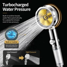 High Pressure Handheld Showerhead With Filters Vortex Hydro Jet Turbo Propeller 360 Degrees Rotating Easy Install(Color Shipped Randomly) - Multicolor - View 11