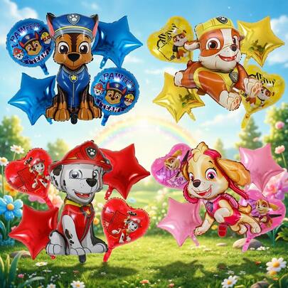 New Paw Patrol Dog Patrol Aluminum Foil Balloon Cartoon Balloon Set, Cute & Playful Birthday Set