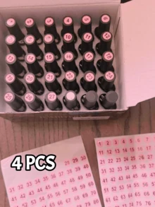 4件組美甲貼紙 數字貼紙 圓形粉色數字貼紙 指甲油黏性彩色數字貼紙 標籤貼紙 美甲用品 美甲工具 美甲配件 返校季 - 彩色 - 查看 2
