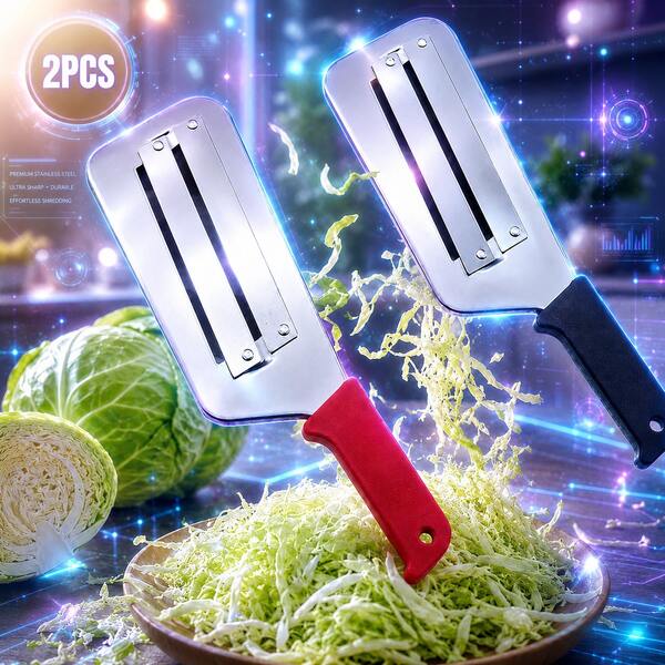 2/1pc Stainless Steel Double Layer Vegetable Slicer, Multi-Function Shredder, Suitable For Cabbage, Cucumber, Carrot And Onion, Cold Salad Kitchen Meal Prep
