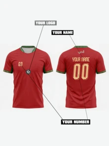 Camiseta de Fútbol Marruecos 2026 Color Burdeos, Base Verde Vintage con Cuello y Puños con Ribete Dorado, Personalizable con Tu Nombre, Número y Logo del Equipo, Material Transpirable de Secado Rápido Cómodo para Partidos de Equipo, Entrenamiento, Deportes, Uso Casual, Apoyo en el Día del Juego, Regalo de Vacaciones, Moda de Temporada Primavera/Verano - Multicolor - Ver 2