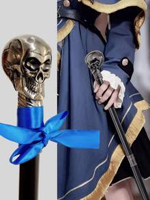 1pc Dual-Color Halloween Gothic Skull-Shaped Creative Metal Wizard Long Magic Wand, Detachable Skull Pattern Fashion Walking Cane, Mediterranean Ramadan Ramadan Arabic Festival Prop, Casual Vintage Scepter, Cosplay Game Prop, Magician Performance Wand, Elegant High-End British Men's Gift, Suitable For Daily Use, Creative School Performance - Multicolor - View 1